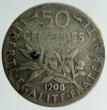 1908 France 50 Centimes Silver Coin | Collectable Grade