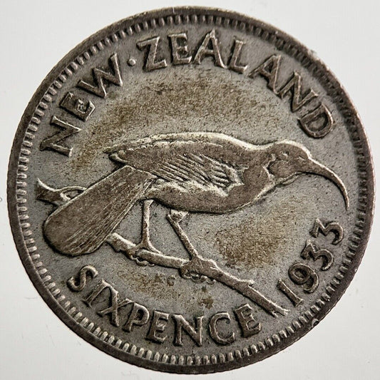 1933 New Zealand Sixpence Silver Coin | Collectable Grade