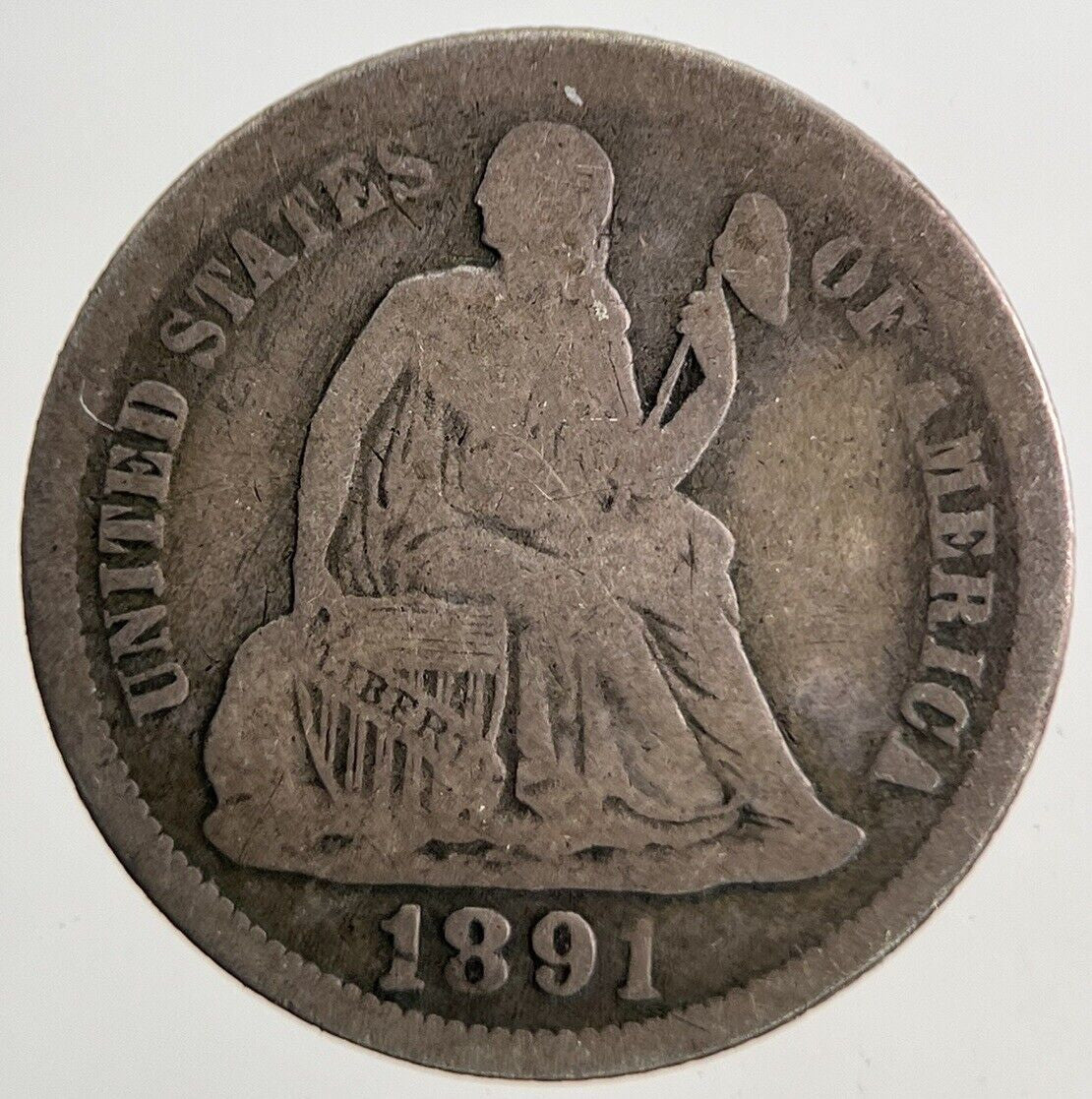 1891 - O US USA Seated Liberty Dime Silver Coin | Collectable Grade