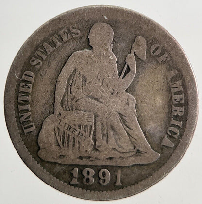1891 - O US USA Seated Liberty Dime Silver Coin | Collectable Grade