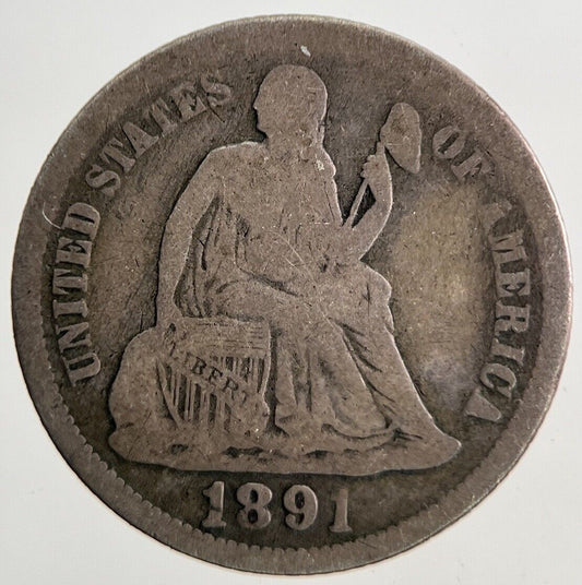 1891 - O US USA Seated Liberty Dime Silver Coin | Collectable Grade