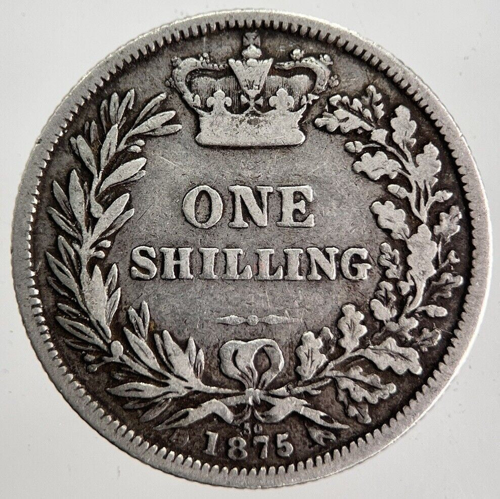 1875 Die - 50 Victoria Shilling Silver Coin | Collectable Grade | a7125