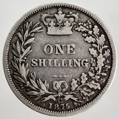 1875 Die - 50 Victoria Shilling Silver Coin | Collectable Grade | a7125