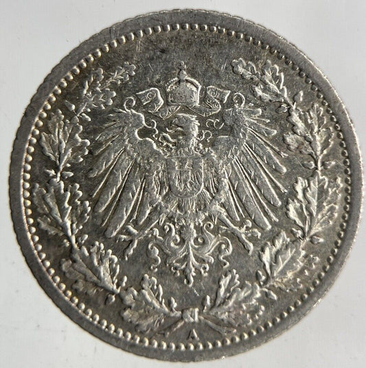 1914 Germany 1/2 Half Mark Silver Coin | Very High Grade