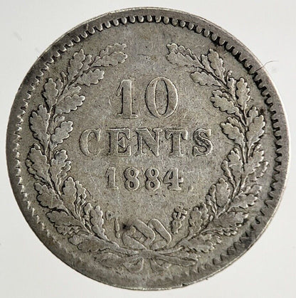 1884 Netherlands 10 Cents Silver Coin | Fine Collectable Grade