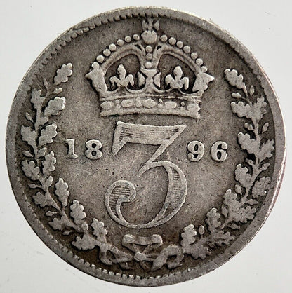 1896 Victoria Threepence Silver Coin | Fine Collectable Grade | a3998