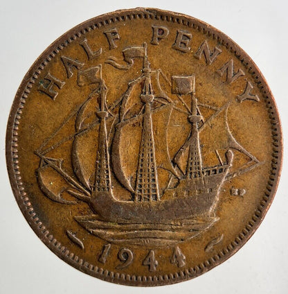 1944 George VI Half-Penny Coin | Collectable Grade