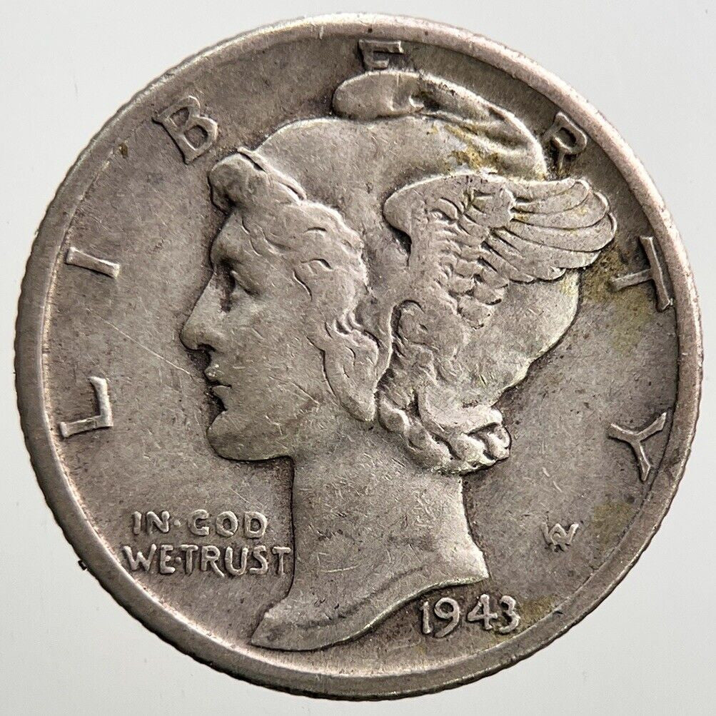 1943 - D US USA Mercury Dime Silver Coin | Fine Collectable Grade | a2847