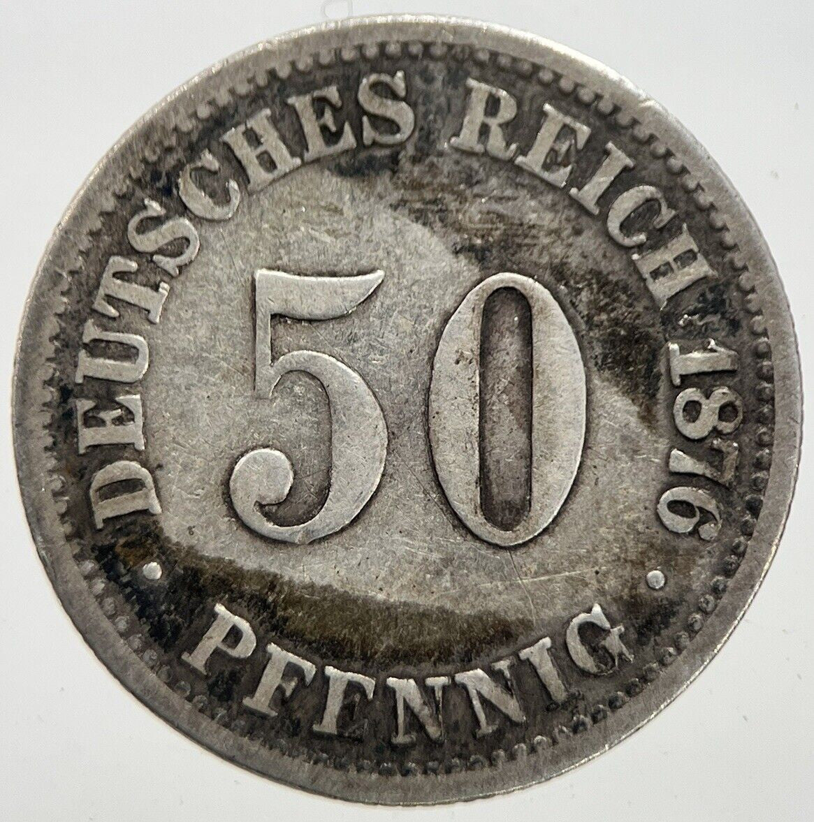 1876 Germany 50 Pfennig Silver Coin | Collectable Grade | a7302