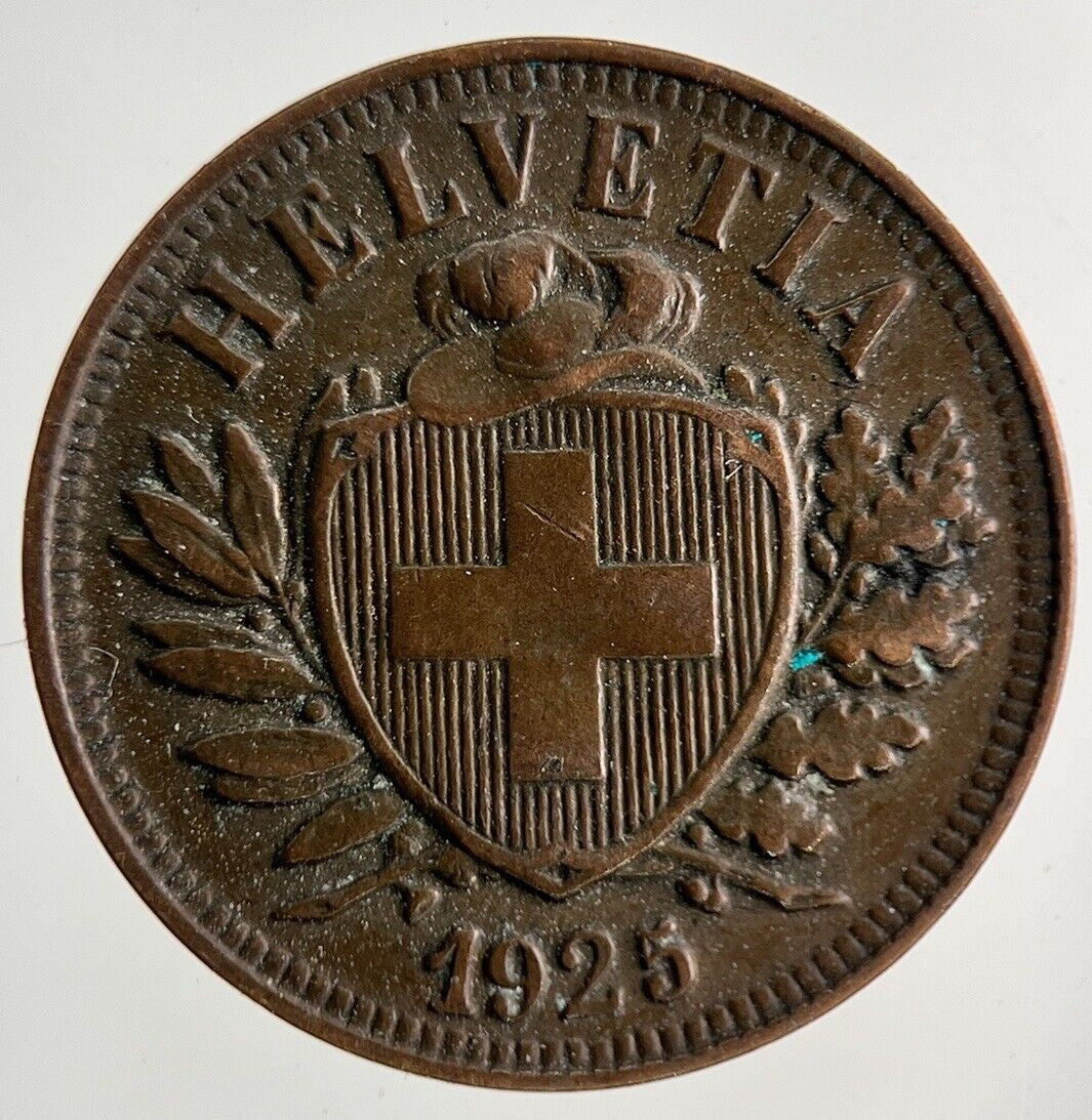1925 Switzerland Swiss 2 Rappen Coin | Fine Collectable Grade