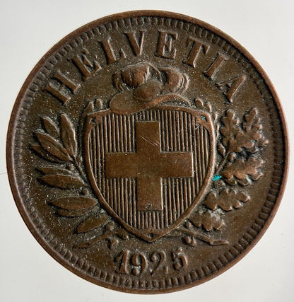 1925 Switzerland Swiss 2 Rappen Coin | Fine Collectable Grade