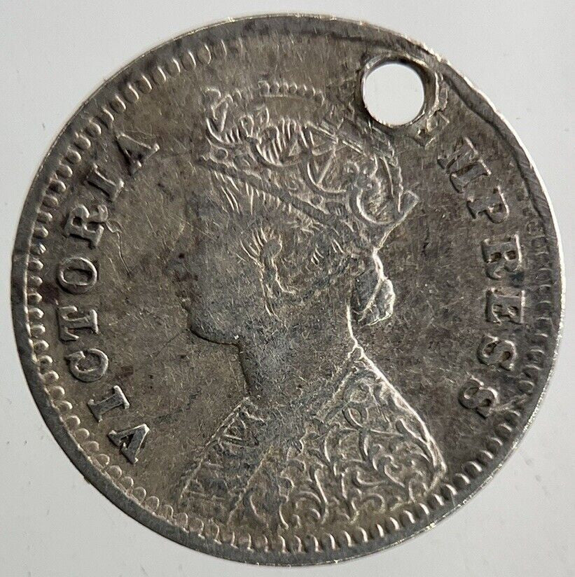 1892 India 2 Annas Silver Coin | Fine Collectable Grade