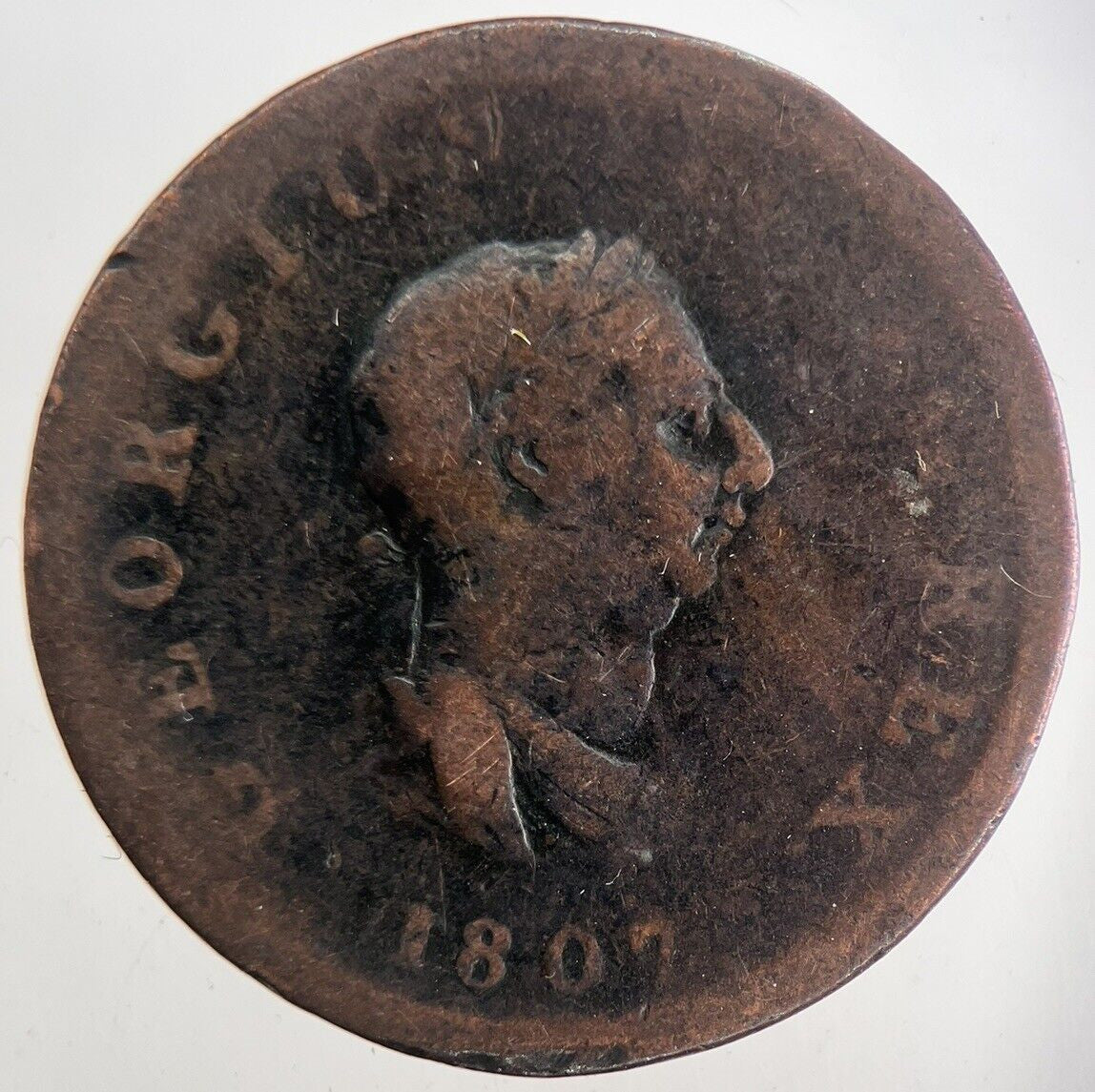 1807 George 3rd III Half-Penny Coin | Fair Grade | a9900