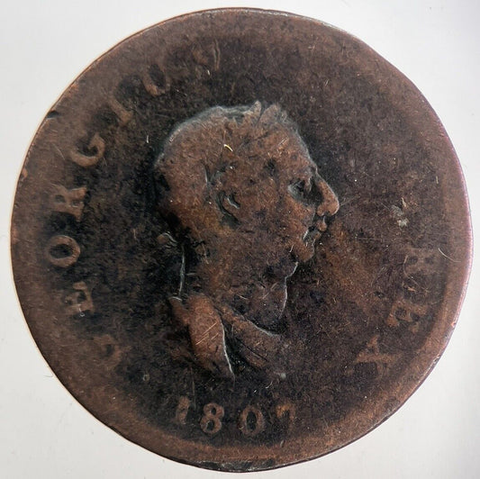 1807 George 3rd III Half-Penny Coin | Fair Grade | a9900