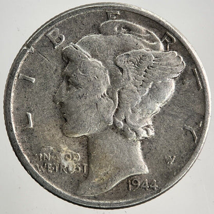 1944 US USA Mercury One Dime Silver Coin | Fine Collectable Grade