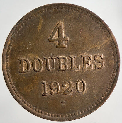 1920 Guernsey 4 Doubles Coin | Very High Grade | a5654