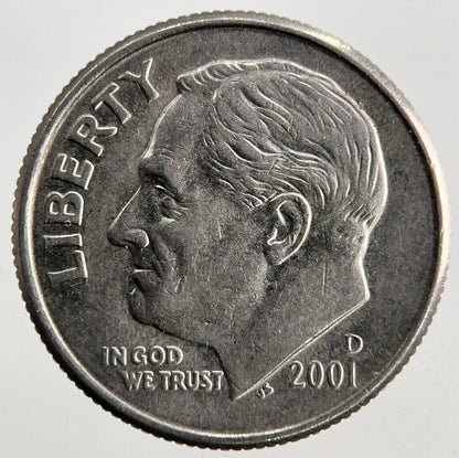 2001 - D US USA Roosevelt Dime Coin | Very High Grade