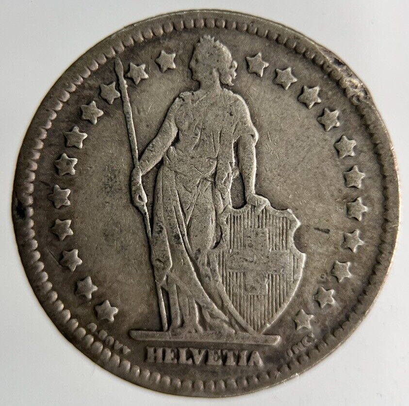 1914 Switzerland 1 Franc Silver Coin | Fine Collectable Grade