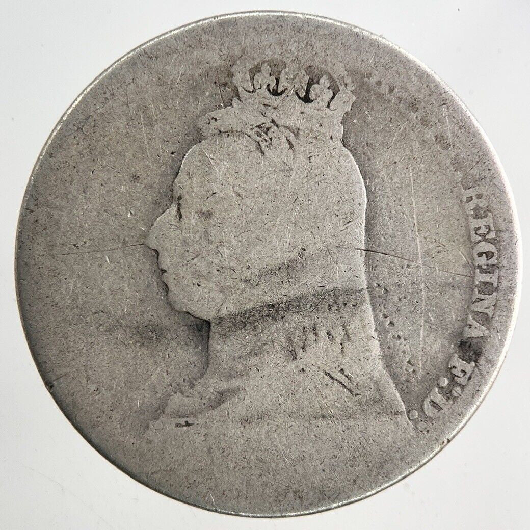 1890 Victoria Shilling Silver Coin | Worn Grade