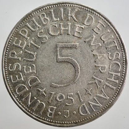 1951 - J Germany 5 Mark Silver Coin | Very High Grade | a7053