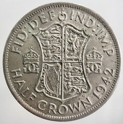 1942 George VI Half - Crown Silver Coin | Very High Grade | a3987