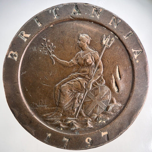 1797 George III Cartwheel Two - Pence Coin | Very Fine Grade | a3889