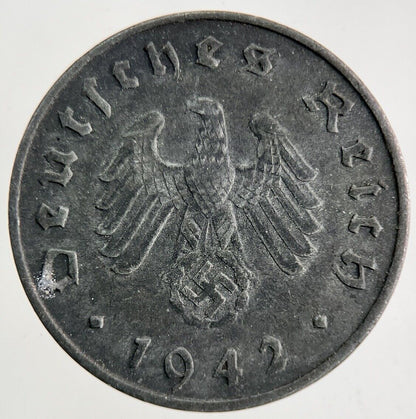 1942-J Germany Nazi 10 Pfennig Coin | Fine Collectable Grade