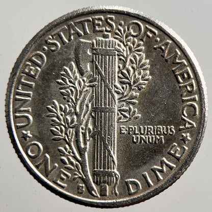 1943 - S US USA Mercury Dime Silver Coin | Collectable Grade | a3559
