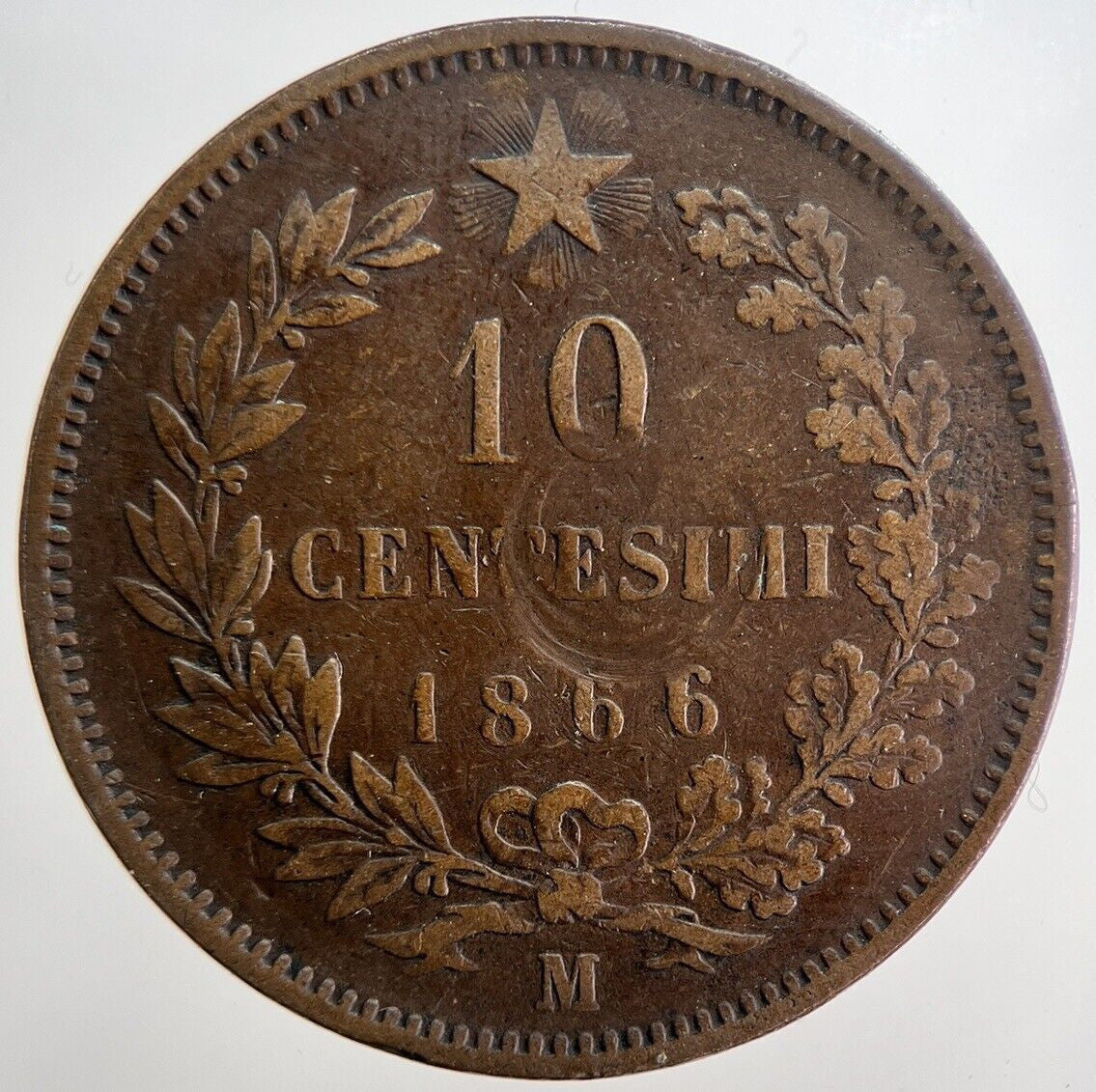 1866 Italy 10 Centesimi Coin | Fine Collectable Grade | a6227
