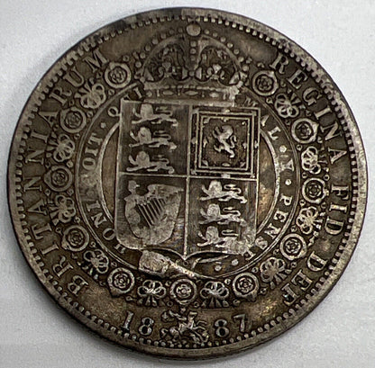 1887 Victoria Half - Crown | British Silver Coin | Fine Collectable Grade | a1170