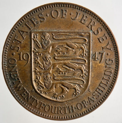 1947 Jersey One Twenty - Fourth Of A Shilling 1/24 Coin | Fine Collectable Grade