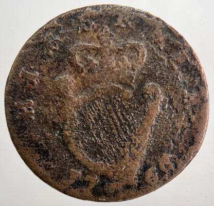 1766 Irish Hibernia Half - Penny Coin | Collectable Grade | a5696