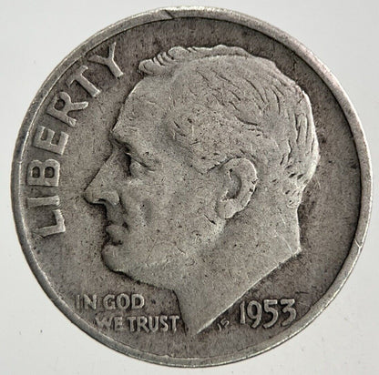 1953 - D US USA Roosevelt Dime Silver Coin | Collectable Grade