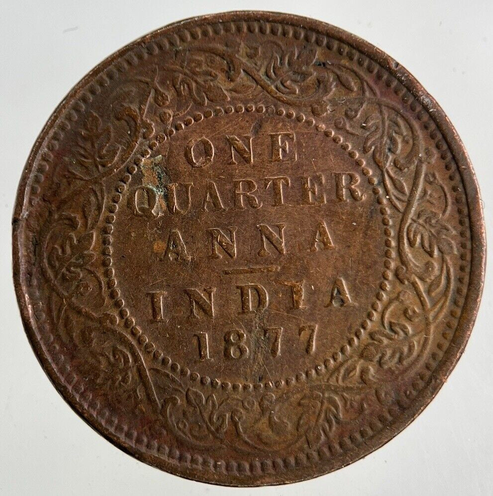 1877 India 1/4 Quarter Anna Coin | Fine Collectable Grade