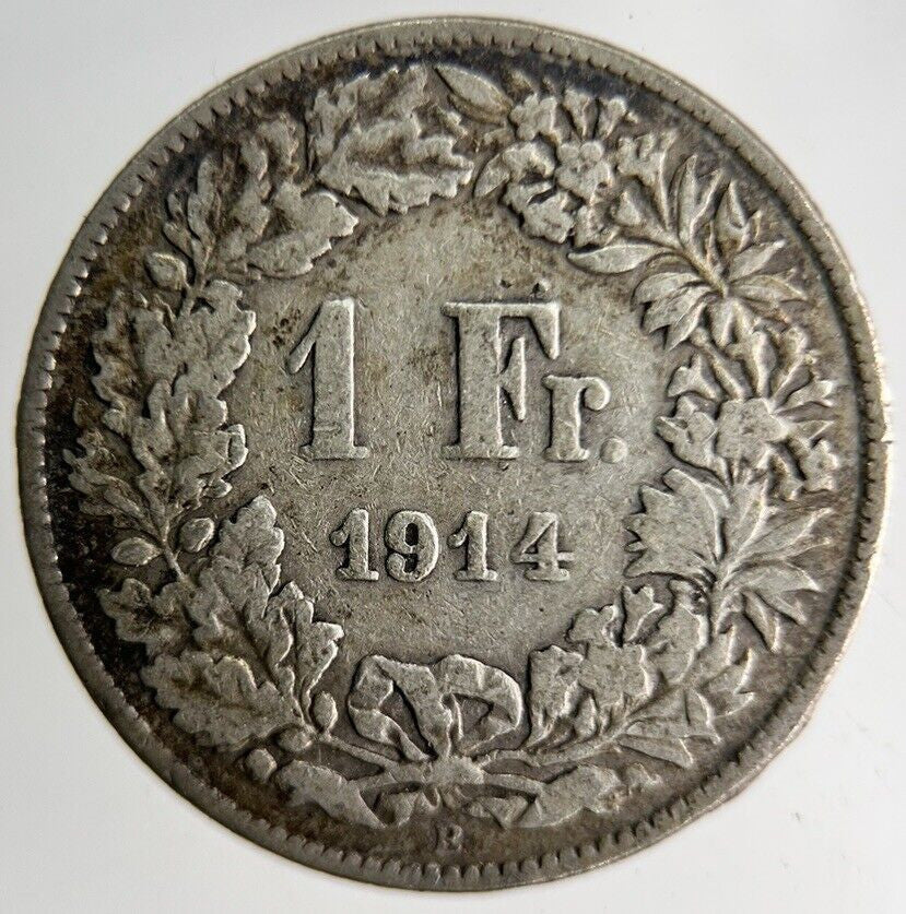 1914 Switzerland 1 Franc Silver Coin | Fine Collectable Grade
