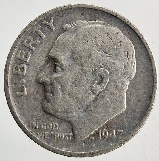 1947 - S US USA Roosevelt Dime Silver Coin | Fine Collectable Grade