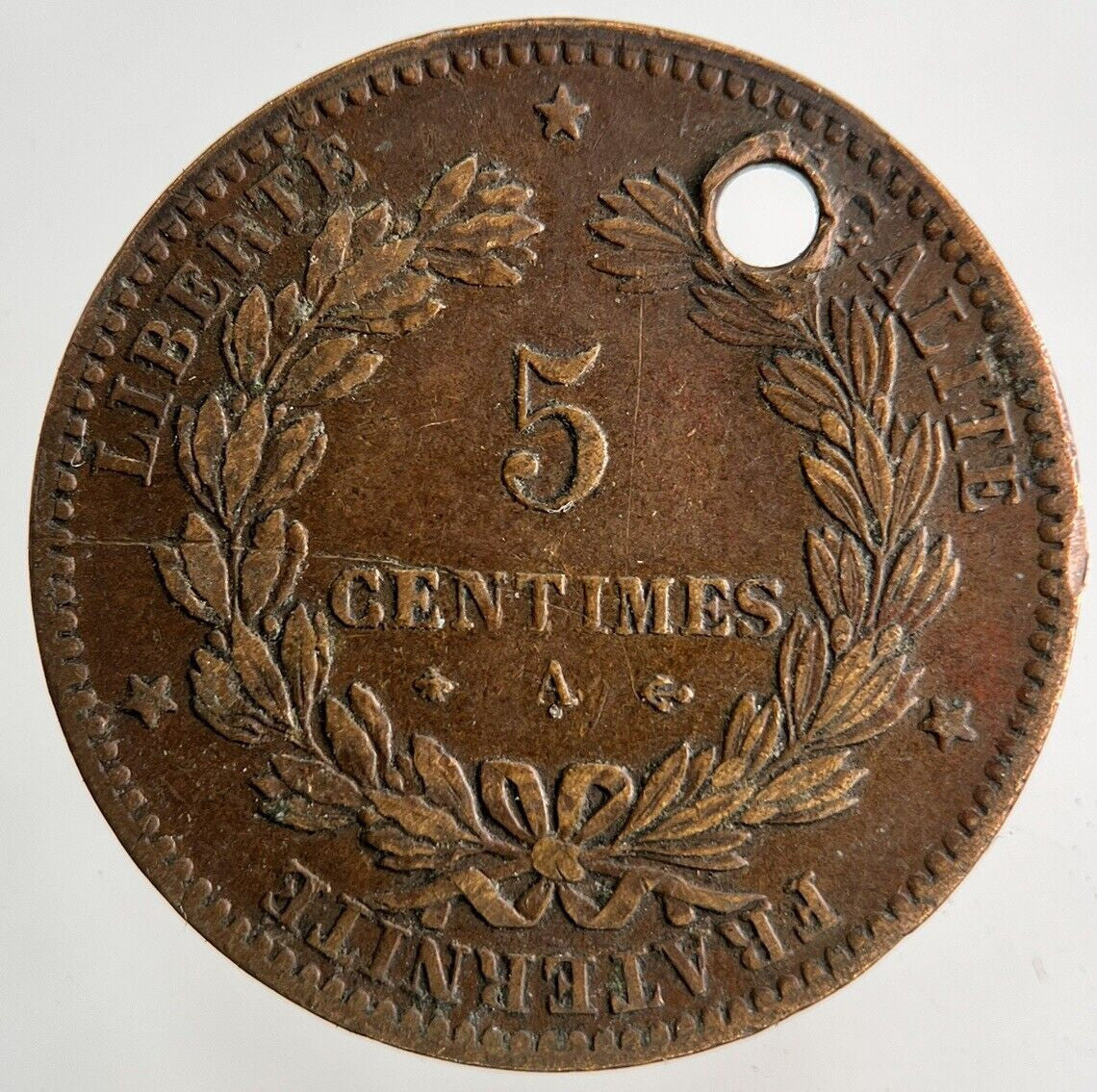 1875 France 5 Centimes Coin | Fine Collectable Grade