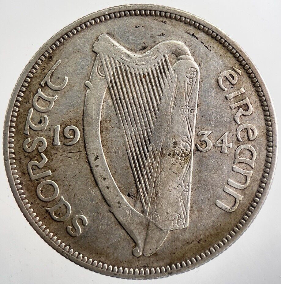 1934 Irish Half - Crown Horse Silver Coin | Collectable Grade | a7398