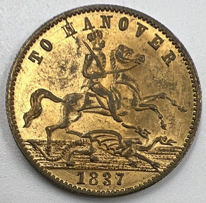 1837 Victoria To Hanover | British Brass Token Coin | Collectable Grade | a778