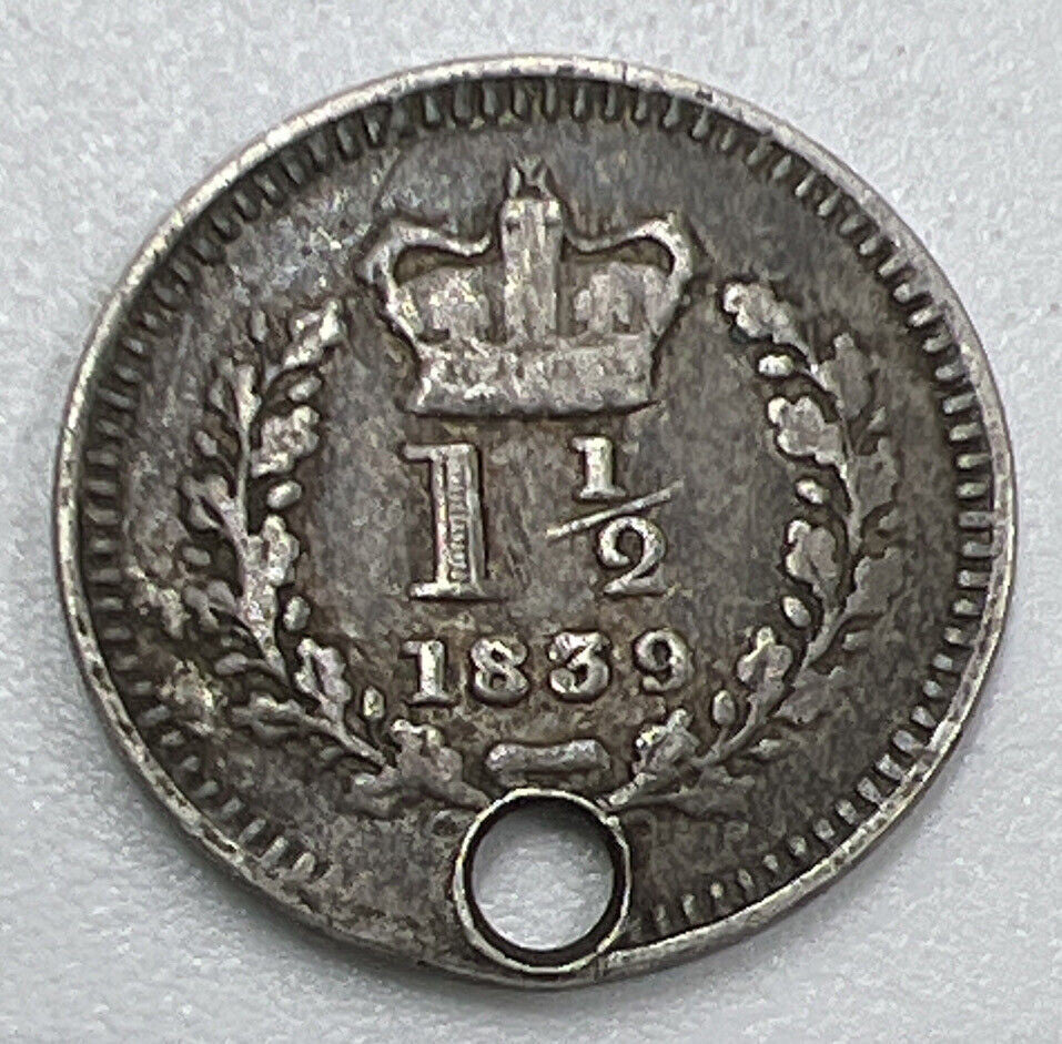 1839 Three - Half - Pence | British Silver Coin | Collectable Grade | a1287