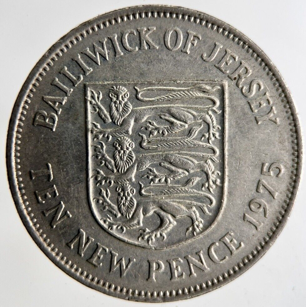 1975 Bailiwick Of Jersey 10p Ten 10 Pence Coin | Fine Collectable Grade