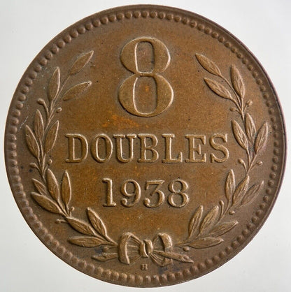 1938 Guernsey 8 Doubles Coin | Fine Collectable Grade