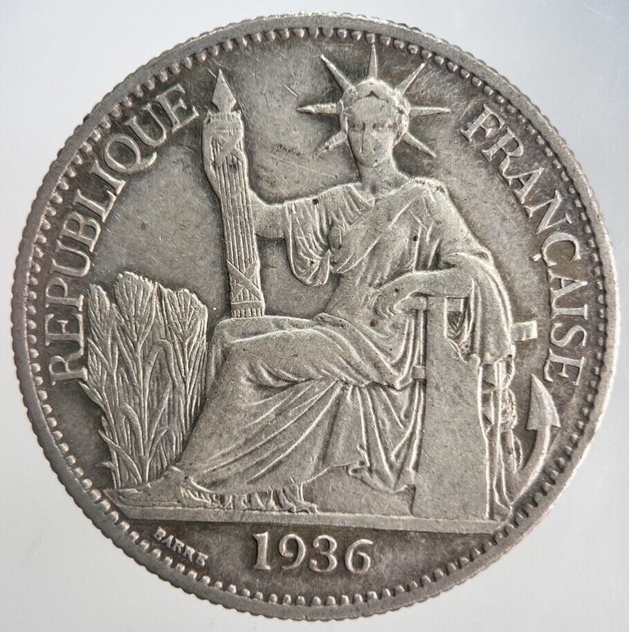 1936 50 Cents Centimes Indo - China France Silver Coin | Very High Grade | a4469