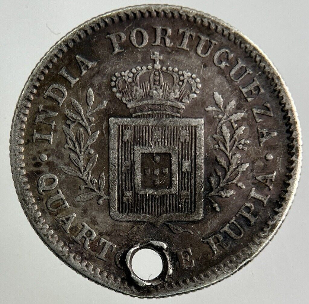 1881 India Portugal Quarto 1/4 De Rupia Silver Coin | Collectable Grade
