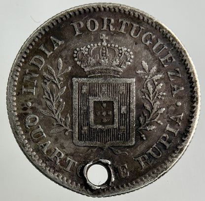 1881 India Portugal Quarto 1/4 De Rupia Silver Coin | Collectable Grade