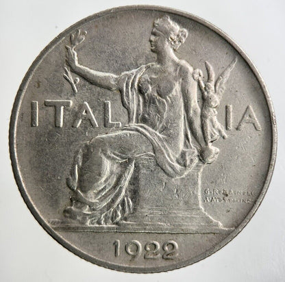 1922 Italy 1 Lira Coin | Fine Collectable Grade