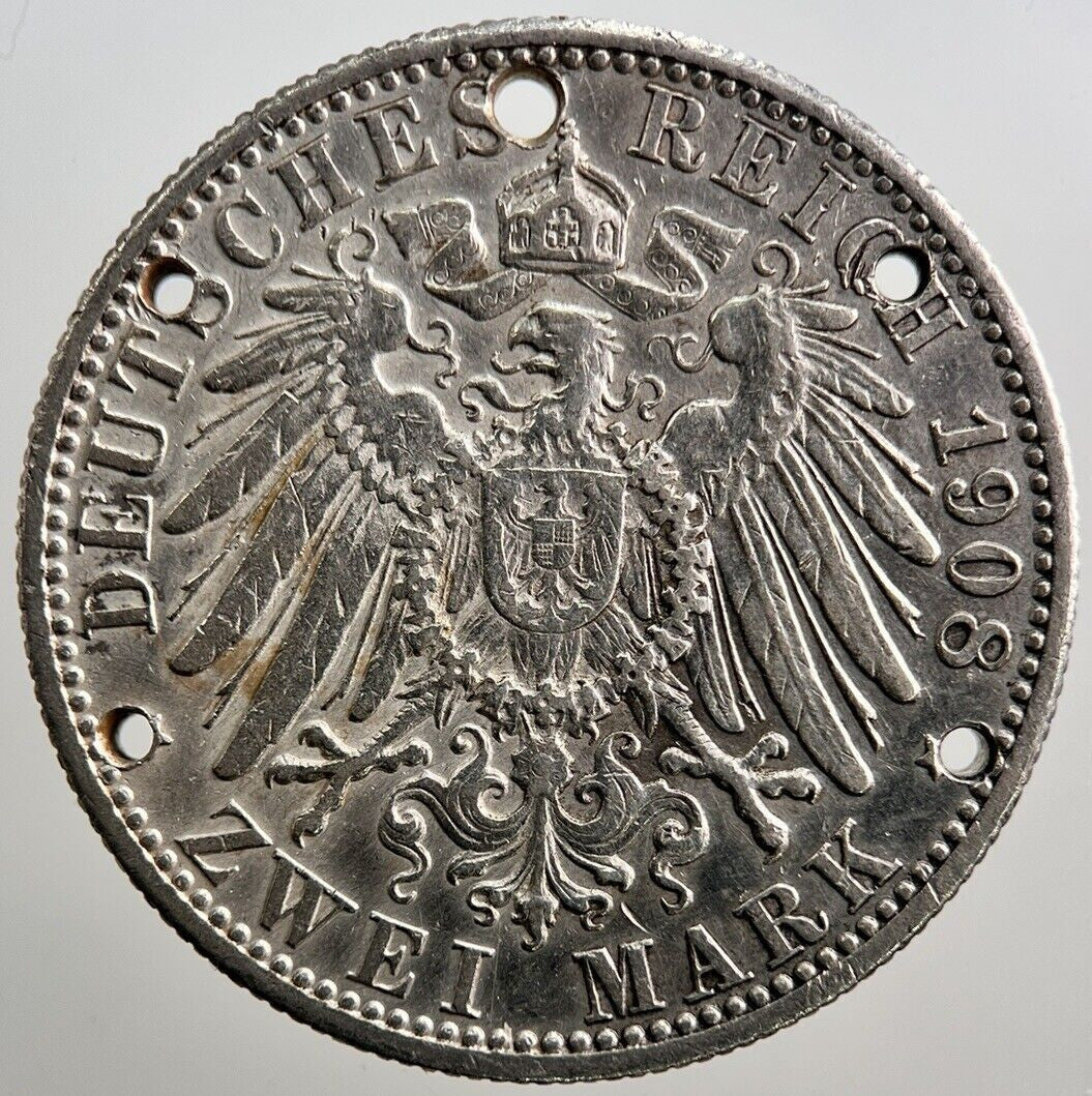 1908 - F Germany Zwei Mark Silver Coin | Collectable Grade | a3824