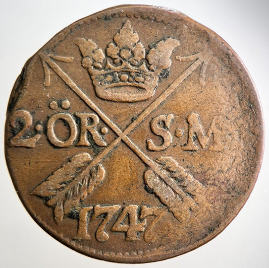 1747 Sweden Two 2 Ore Coin | Collectable Grade | a3118