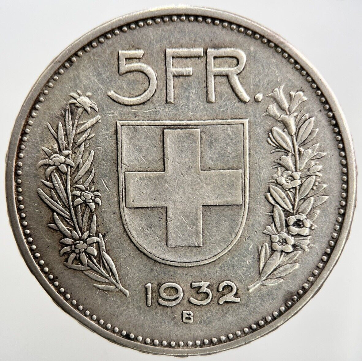 1932 - B Switzerland 5 Five Francs | Swiss Silver Coin | Collectable Grade | a678