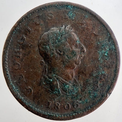 1806 George 3rd III Half - Penny Coin | Fine Collectable Grade | a6214